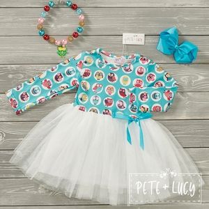 Vibrant Owl Milk Silk & Tulle dress
